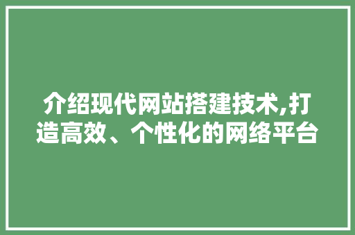 介绍现代网站搭建技术,打造高效、个性化的网络平台