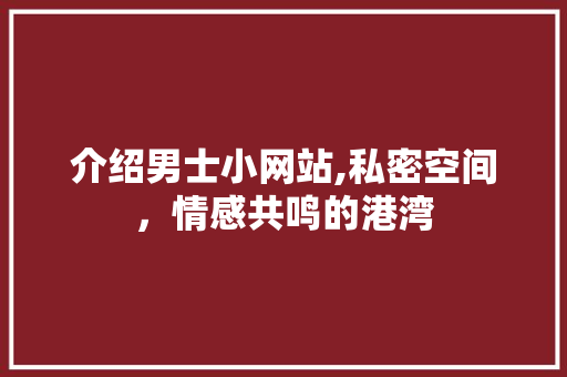 介绍男士小网站,私密空间，情感共鸣的港湾 介绍男士小网站,私密空间，情感共鸣的港湾 网站建设公司