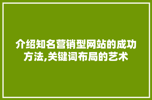 介绍知名营销型网站的成功方法,关键词布局的艺术 介绍知名营销型网站的成功方法,关键词布局的艺术 必应SEO