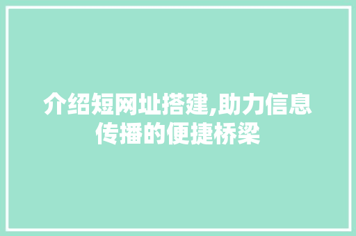 介绍短网址搭建,助力信息传播的便捷桥梁 介绍短网址搭建,助力信息传播的便捷桥梁 必应SEO