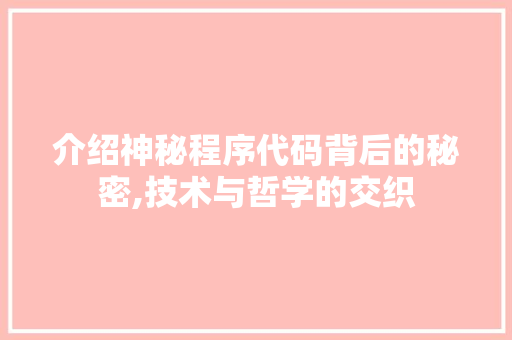 介绍神秘程序代码背后的秘密,技术与哲学的交织 介绍神秘程序代码背后的秘密,技术与哲学的交织 必应SEO