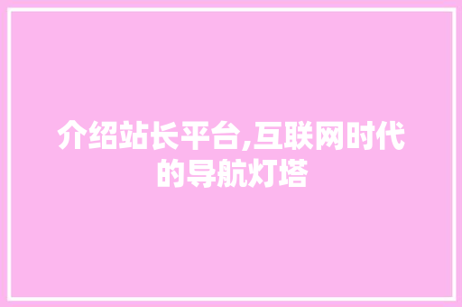 介绍站长平台,互联网时代的导航灯塔 介绍站长平台,互联网时代的导航灯塔 必应SEO