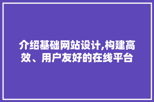 介绍基础网站设计,构建高效、用户友好的在线平台 介绍基础网站设计,构建高效、用户友好的在线平台 神马SEO
