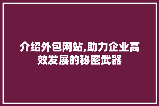 介绍外包网站,助力企业高效发展的秘密武器 介绍外包网站,助力企业高效发展的秘密武器 SEO关键词