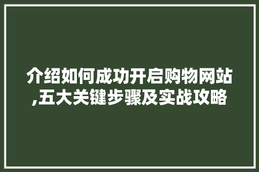 介绍如何成功开启购物网站,五大关键步骤及实战攻略 介绍如何成功开启购物网站,五大关键步骤及实战攻略 网站建设公司