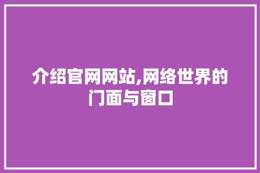 介绍官网网站,网络世界的门面与窗口 介绍官网网站,网络世界的门面与窗口 网站建设公司