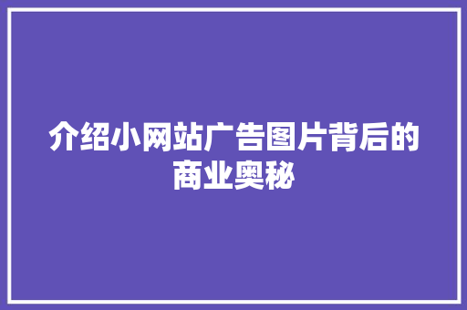 介绍小网站广告图片背后的商业奥秘 介绍小网站广告图片背后的商业奥秘 百度SEO