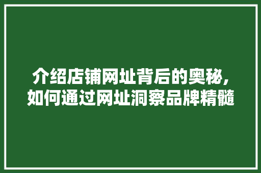 介绍店铺网址背后的奥秘,如何通过网址洞察品牌精髓 介绍店铺网址背后的奥秘,如何通过网址洞察品牌精髓 搜狗SEO