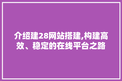 介绍建28网站搭建,构建高效、稳定的在线平台之路 介绍建28网站搭建,构建高效、稳定的在线平台之路 搜狗SEO