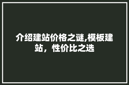 介绍建站价格之谜,模板建站，性价比之选 介绍建站价格之谜,模板建站，性价比之选 必应SEO