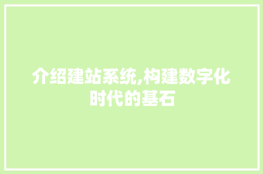 介绍建站系统,构建数字化时代的基石 介绍建站系统,构建数字化时代的基石 百度SEO