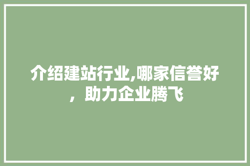 介绍建站行业,哪家信誉好，助力企业腾飞 介绍建站行业,哪家信誉好，助力企业腾飞 SEO关键词