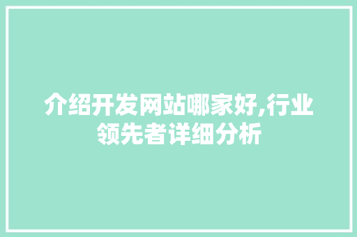 介绍开发网站哪家好,行业领先者详细分析 介绍开发网站哪家好,行业领先者详细分析 网站建设公司