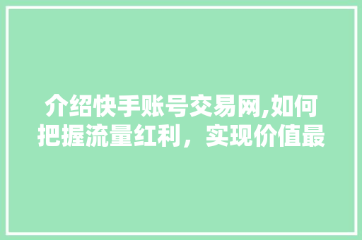 介绍快手账号交易网,如何把握流量红利，实现价值最大化 介绍快手账号交易网,如何把握流量红利，实现价值最大化 网站建设公司