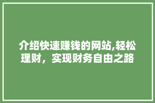 介绍快速赚钱的网站,轻松理财，实现财务自由之路