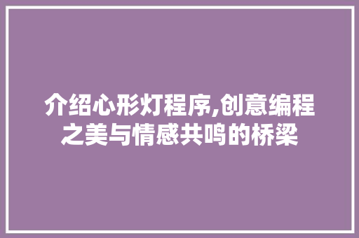 介绍心形灯程序,创意编程之美与情感共鸣的桥梁 介绍心形灯程序,创意编程之美与情感共鸣的桥梁 必应SEO
