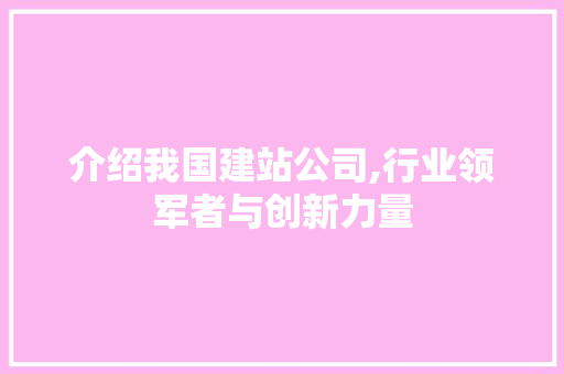 介绍我国建站公司,行业领军者与创新力量 介绍我国建站公司,行业领军者与创新力量 搜狗SEO