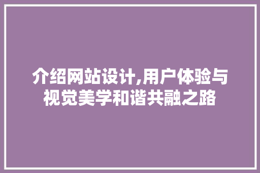 介绍网站设计,用户体验与视觉美学和谐共融之路 介绍网站设计,用户体验与视觉美学和谐共融之路 神马SEO