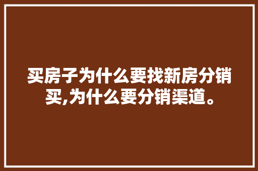 买房子为什么要找新房分销买,为什么要分销渠道。 买房子为什么要找新房分销买,为什么要分销渠道。 百度SEO