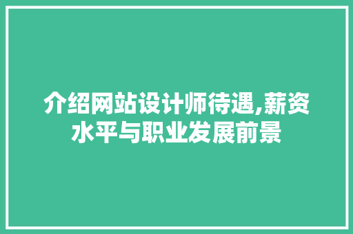 介绍网站设计师待遇,薪资水平与职业发展前景 介绍网站设计师待遇,薪资水平与职业发展前景 神马SEO