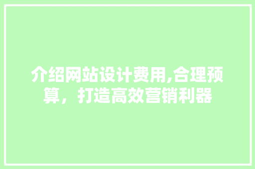 介绍网站设计费用,合理预算，打造高效营销利器 介绍网站设计费用,合理预算，打造高效营销利器 SEO关键词