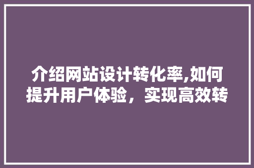 介绍网站设计转化率,如何提升用户体验，实现高效转化 介绍网站设计转化率,如何提升用户体验，实现高效转化 百度SEO