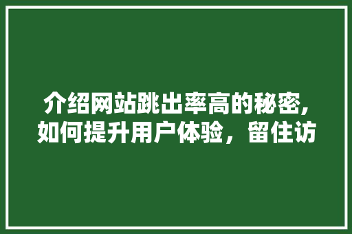 介绍网站跳出率高的秘密,如何提升用户体验，留住访客 介绍网站跳出率高的秘密,如何提升用户体验，留住访客 网站建设公司