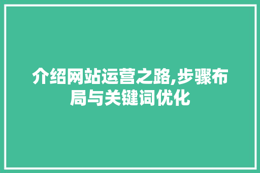 介绍网站运营之路,步骤布局与关键词优化
