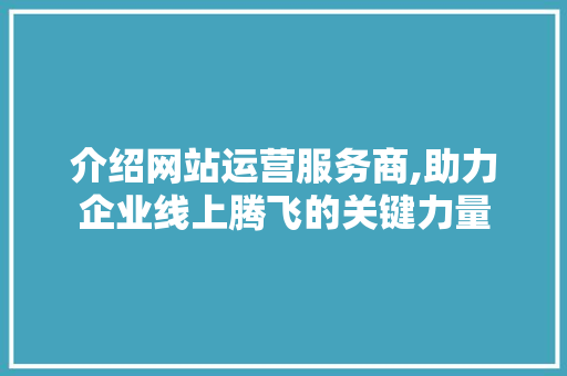 介绍网站运营服务商,助力企业线上腾飞的关键力量 介绍网站运营服务商,助力企业线上腾飞的关键力量 必应SEO