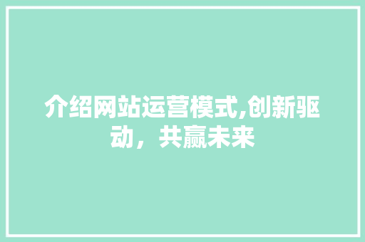 介绍网站运营模式,创新驱动，共赢未来