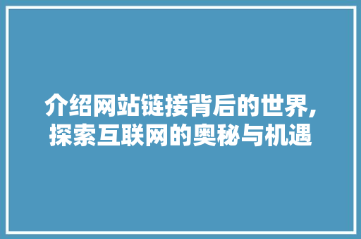 介绍网站链接背后的世界,探索互联网的奥秘与机遇 介绍网站链接背后的世界,探索互联网的奥秘与机遇 必应SEO