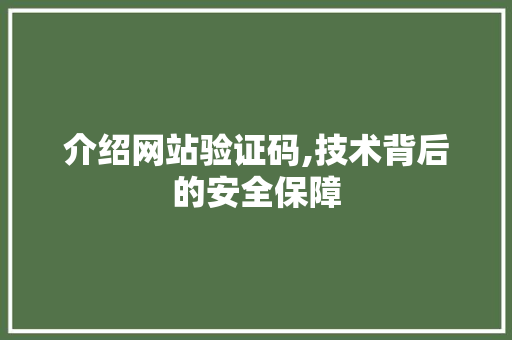介绍网站验证码,技术背后的安全保障 介绍网站验证码,技术背后的安全保障 SEO关键词