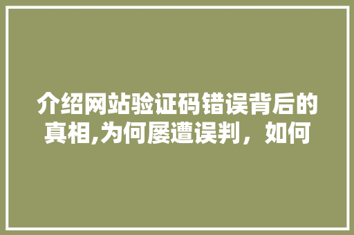 介绍网站验证码错误背后的真相,为何屡遭误判，如何应对 介绍网站验证码错误背后的真相,为何屡遭误判，如何应对 神马SEO