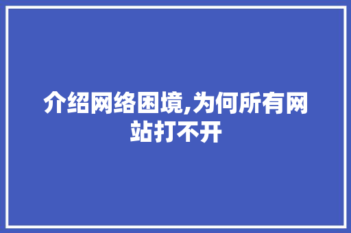 介绍网络困境,为何所有网站打不开 介绍网络困境,为何所有网站打不开 SEO关键词