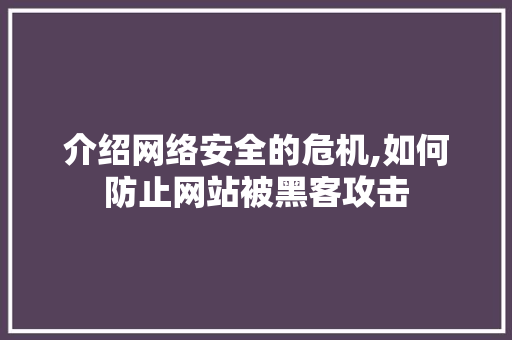 介绍网络安全的危机,如何防止网站被黑客攻击 介绍网络安全的危机,如何防止网站被黑客攻击 神马SEO