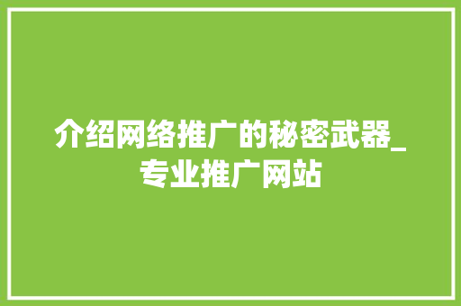 介绍网络推广的秘密武器_专业推广网站 介绍网络推广的秘密武器_专业推广网站 必应SEO