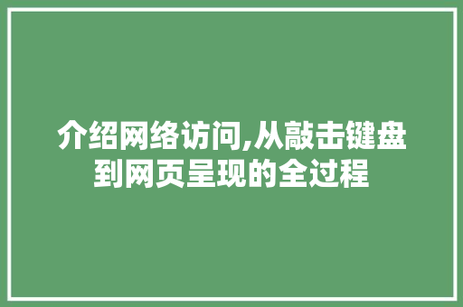 介绍网络访问,从敲击键盘到网页呈现的全过程 介绍网络访问,从敲击键盘到网页呈现的全过程 网站建设公司