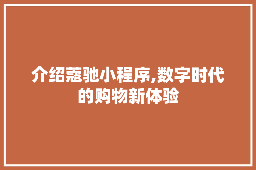 介绍蔻驰小程序,数字时代的购物新体验 介绍蔻驰小程序,数字时代的购物新体验 网站建设公司