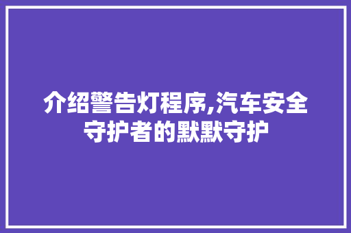 介绍警告灯程序,汽车安全守护者的默默守护 介绍警告灯程序,汽车安全守护者的默默守护 必应SEO