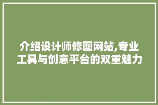 介绍设计师修图网站,专业工具与创意平台的双重魅力 介绍设计师修图网站,专业工具与创意平台的双重魅力 百度SEO