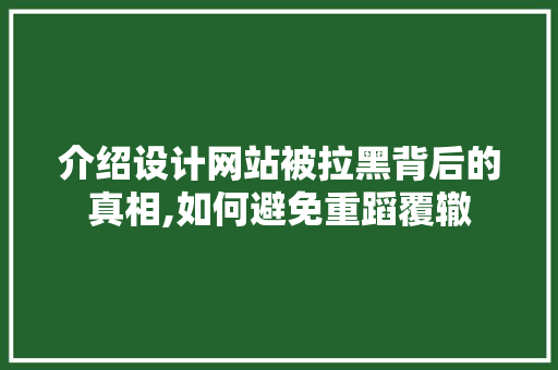 介绍设计网站被拉黑背后的真相,如何避免重蹈覆辙 介绍设计网站被拉黑背后的真相,如何避免重蹈覆辙 网站建设公司