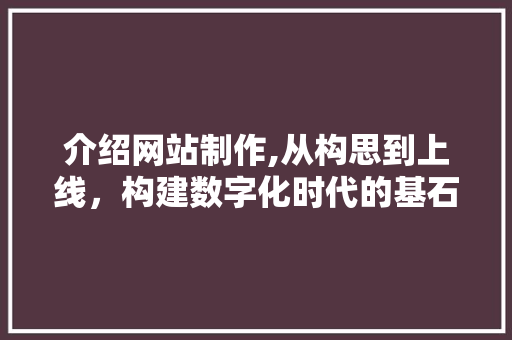 介绍网站制作,从构思到上线，构建数字化时代的基石 介绍网站制作,从构思到上线，构建数字化时代的基石 搜狗SEO