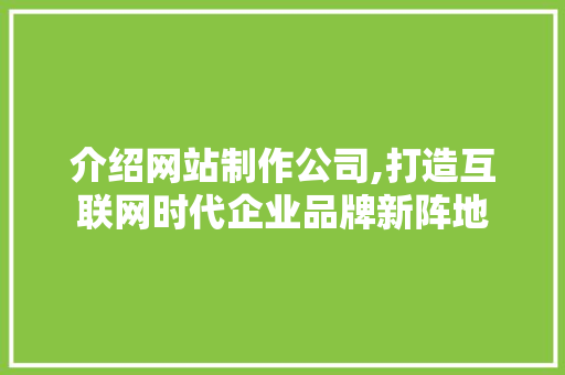 介绍网站制作公司,打造互联网时代企业品牌新阵地 介绍网站制作公司,打造互联网时代企业品牌新阵地 必应SEO
