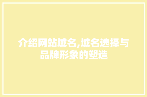 介绍网站域名,域名选择与品牌形象的塑造 介绍网站域名,域名选择与品牌形象的塑造 必应SEO