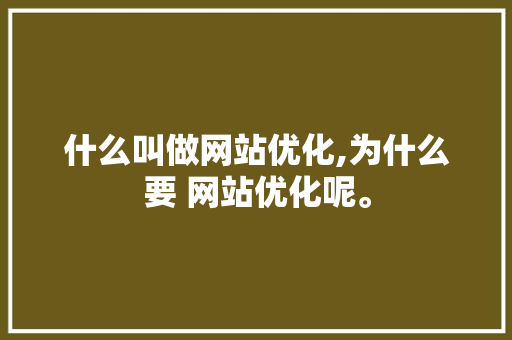 什么叫做网站优化,为什么要 网站优化呢。 什么叫做网站优化,为什么要 网站优化呢。 SEO关键词