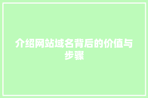介绍网站域名背后的价值与步骤 介绍网站域名背后的价值与步骤 必应SEO