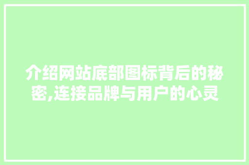 介绍网站底部图标背后的秘密,连接品牌与用户的心灵之桥 介绍网站底部图标背后的秘密,连接品牌与用户的心灵之桥 百度SEO