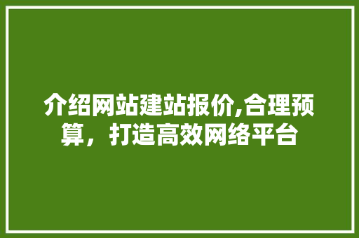 介绍网站建站报价,合理预算，打造高效网络平台 介绍网站建站报价,合理预算，打造高效网络平台 网站建设公司