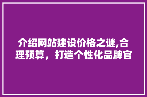 介绍网站建设价格之谜,合理预算，打造个性化品牌官网 介绍网站建设价格之谜,合理预算，打造个性化品牌官网 神马SEO