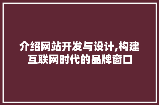 介绍网站开发与设计,构建互联网时代的品牌窗口 介绍网站开发与设计,构建互联网时代的品牌窗口 必应SEO